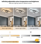 Plafonnier LED moderne NOIR, plafonnier à intensité variable 54W avec télécommande - FlexiLight