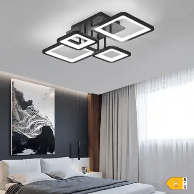 Plafonnier LED moderne NOIR, plafonnier à intensité variable 54W avec télécommande - FlexiLight