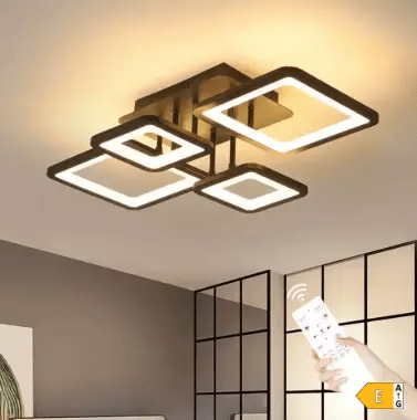 Plafonnier LED moderne NOIR, plafonnier à intensité variable 54W avec télécommande - FlexiLight